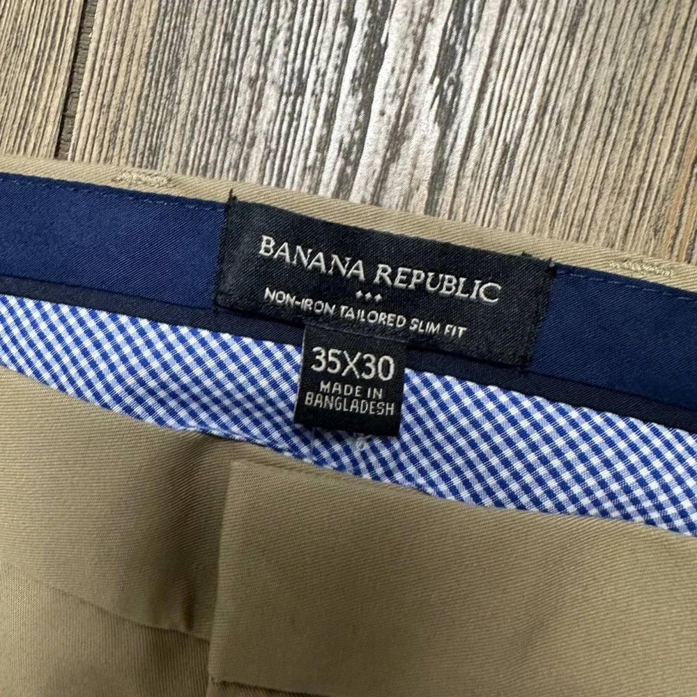 Banana Republic Non-Iron Tailored Slim Fit Chino Pants Khaki Tan Mens 35x30